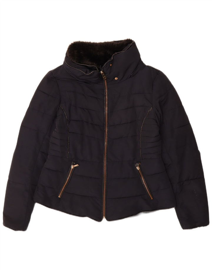 Zara Mujer Chaqueta Acolchada UK 46 Grande Azul Marino