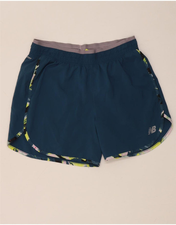 New Balance Pantalones cortos deportivos gráficos para mujer UK 14 Poliéster azul medio