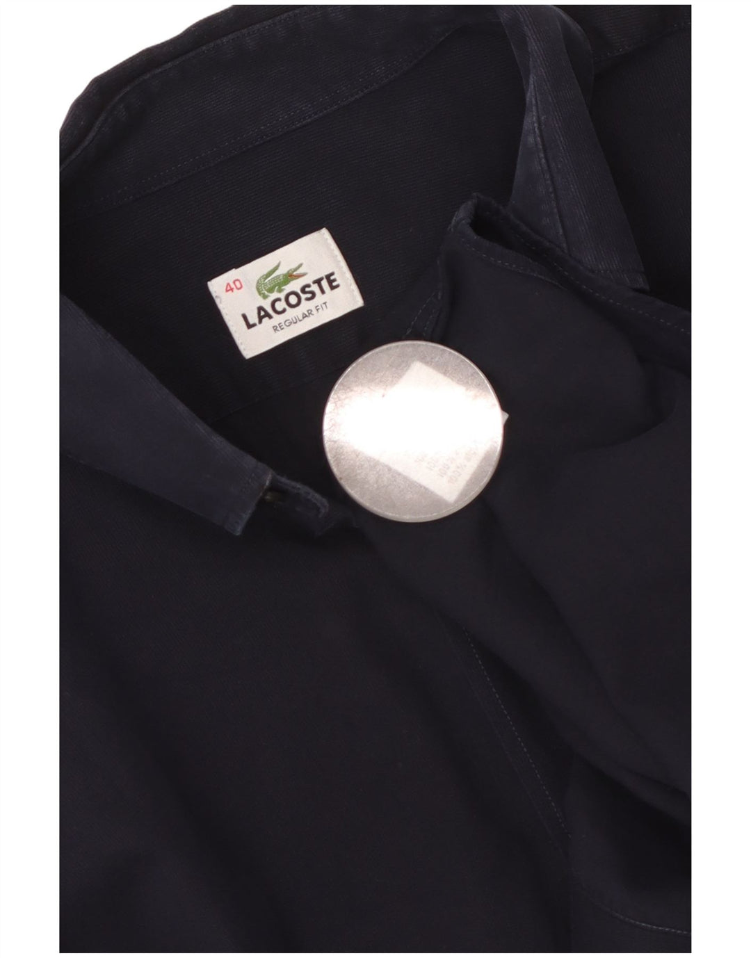 LACOSTE Camisa regular fit para hombre Talla 40 Mediana Azul marino Algodón