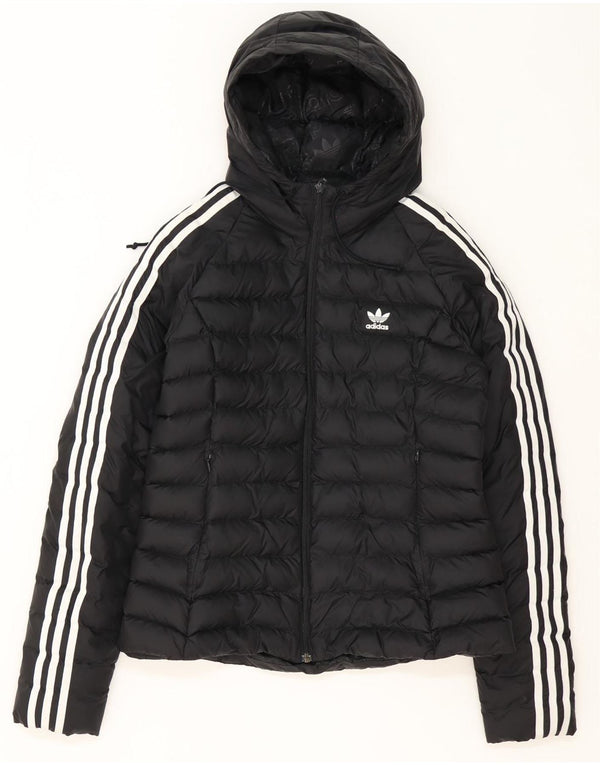 Adidas Chaqueta acolchada con capucha para mujer UK 44 Mediana Negro Poliéster