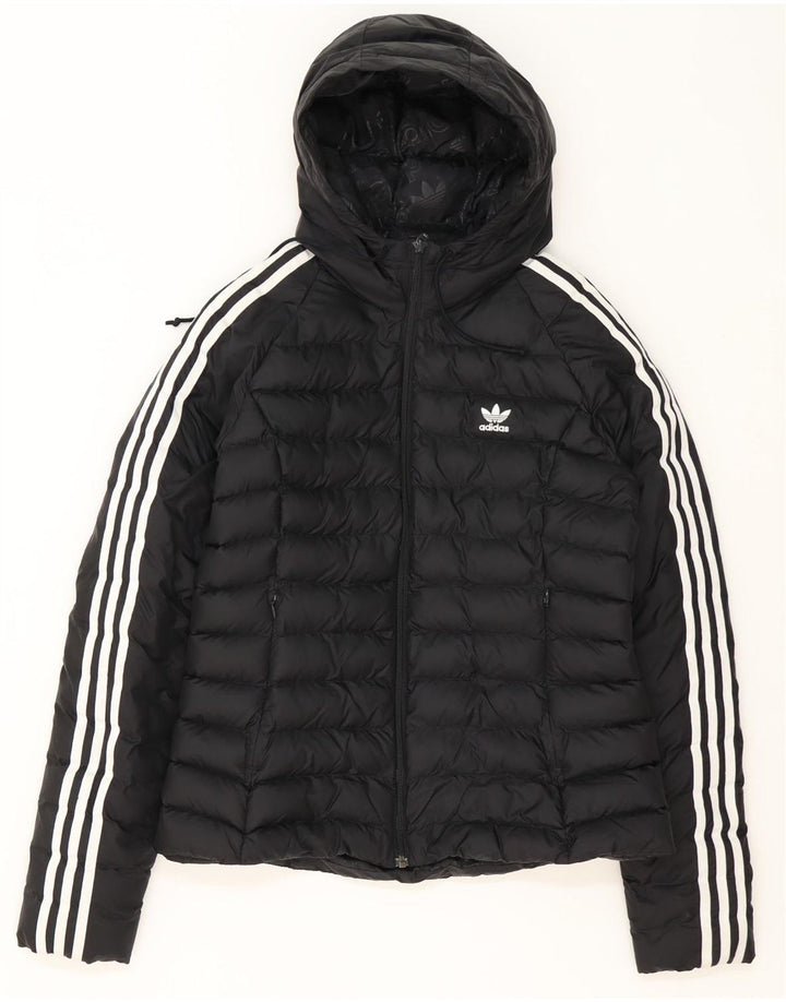 Adidas Chaqueta acolchada con capucha para mujer UK 44 Mediana Negro Poliéster