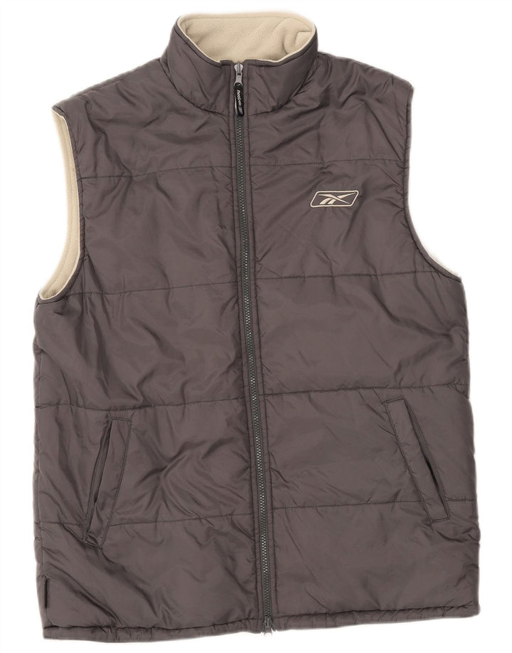 Reebok - Chaleco acolchado reversible para mujer, talla 40, color gris