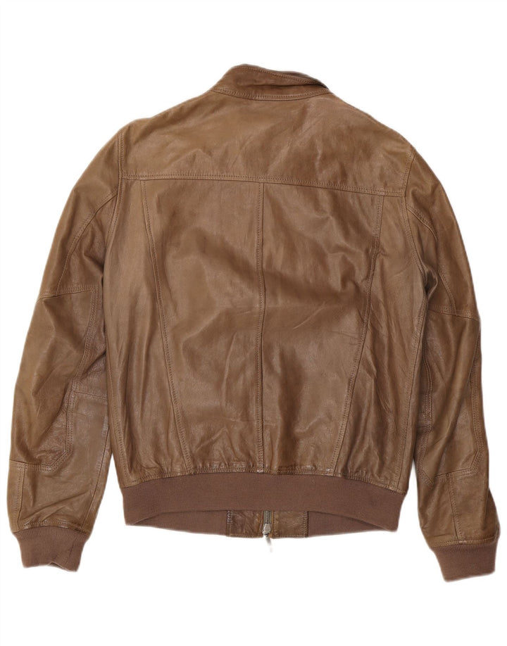 Jeckerson Chaqueta Bomber de Cuero para Hombre UK 36 Small Brown Leather