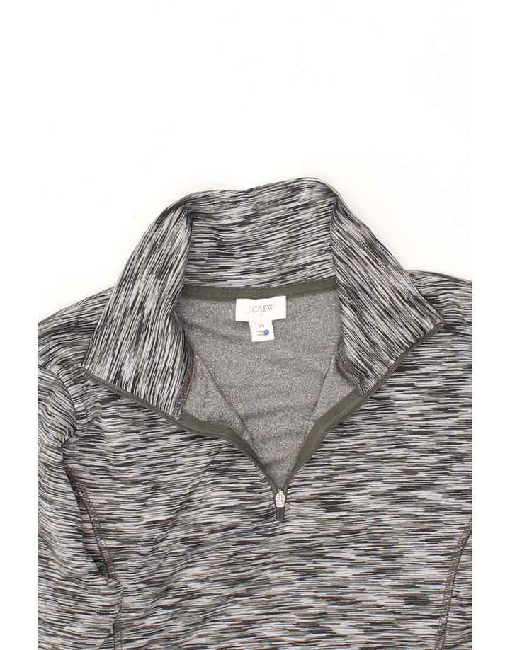 J. CREW Womens Zip Neck Sweatshirt Jumper UK 12 Medium Grey Polyester Vintage J. Crew and Second-Hand J. Crew from Messina Hembry 