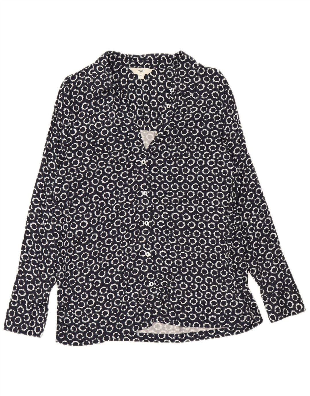 Marks & Spencer Camisa holgada para mujer Reino Unido 40 Mediano Azul marino Geométrico
