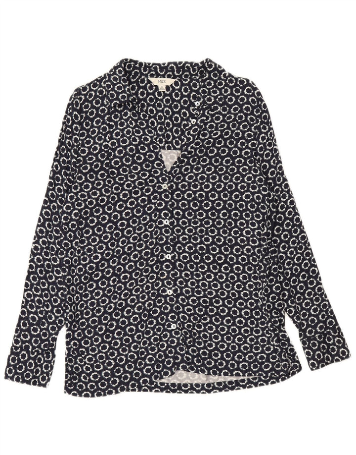 Marks & Spencer Camisa holgada para mujer Reino Unido 40 Mediano Azul marino Geométrico