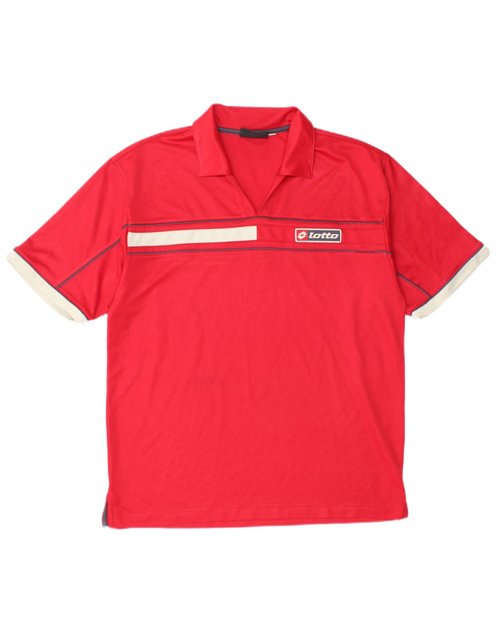 Lotto Polo para hombre UK 40/42 Large Poliéster a rayas rojas