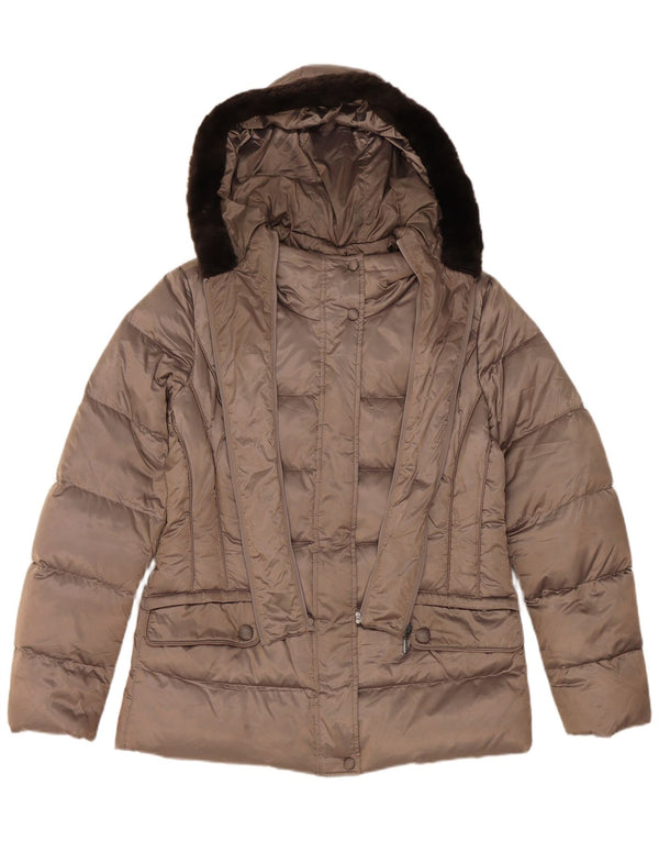 Geox Mujer Respira Chaqueta Acolchada con Capucha UK 12 Poliéster Gris Medio