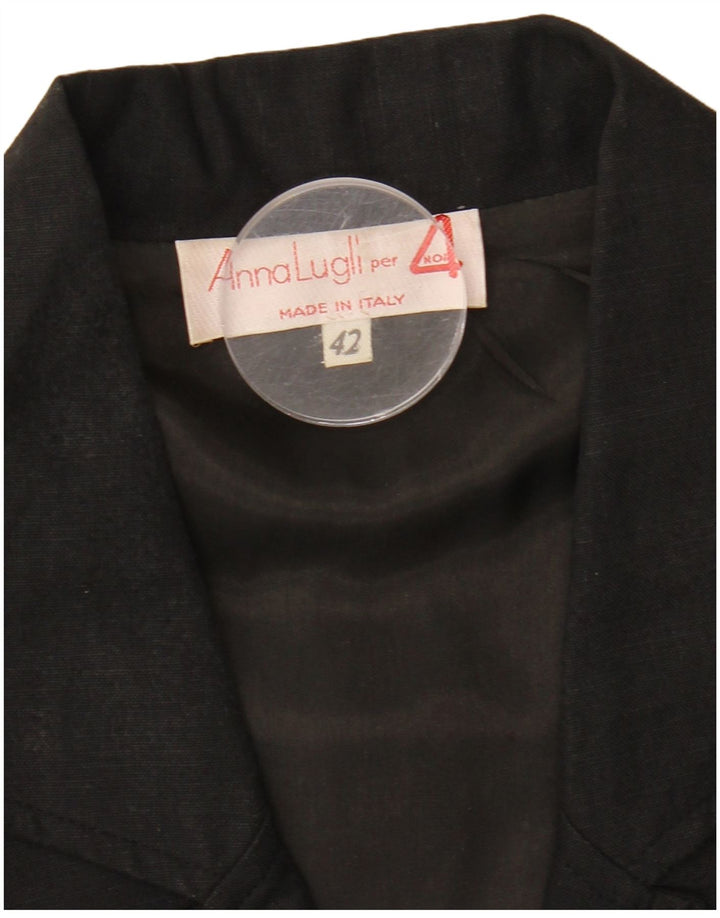 Anna Lugli Chaqueta tipo blazer con doble botonadura para mujer IT 42 Medium Black Floral