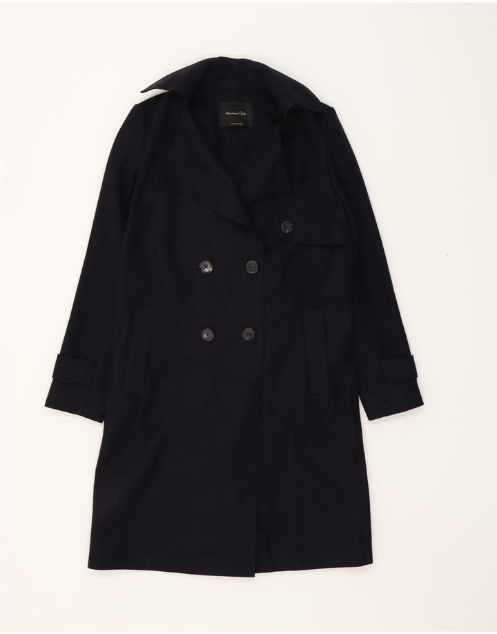 MASSIMO DUTTI Womens Oversized Double Breasted Coat EU 34 2XS Navy Blue