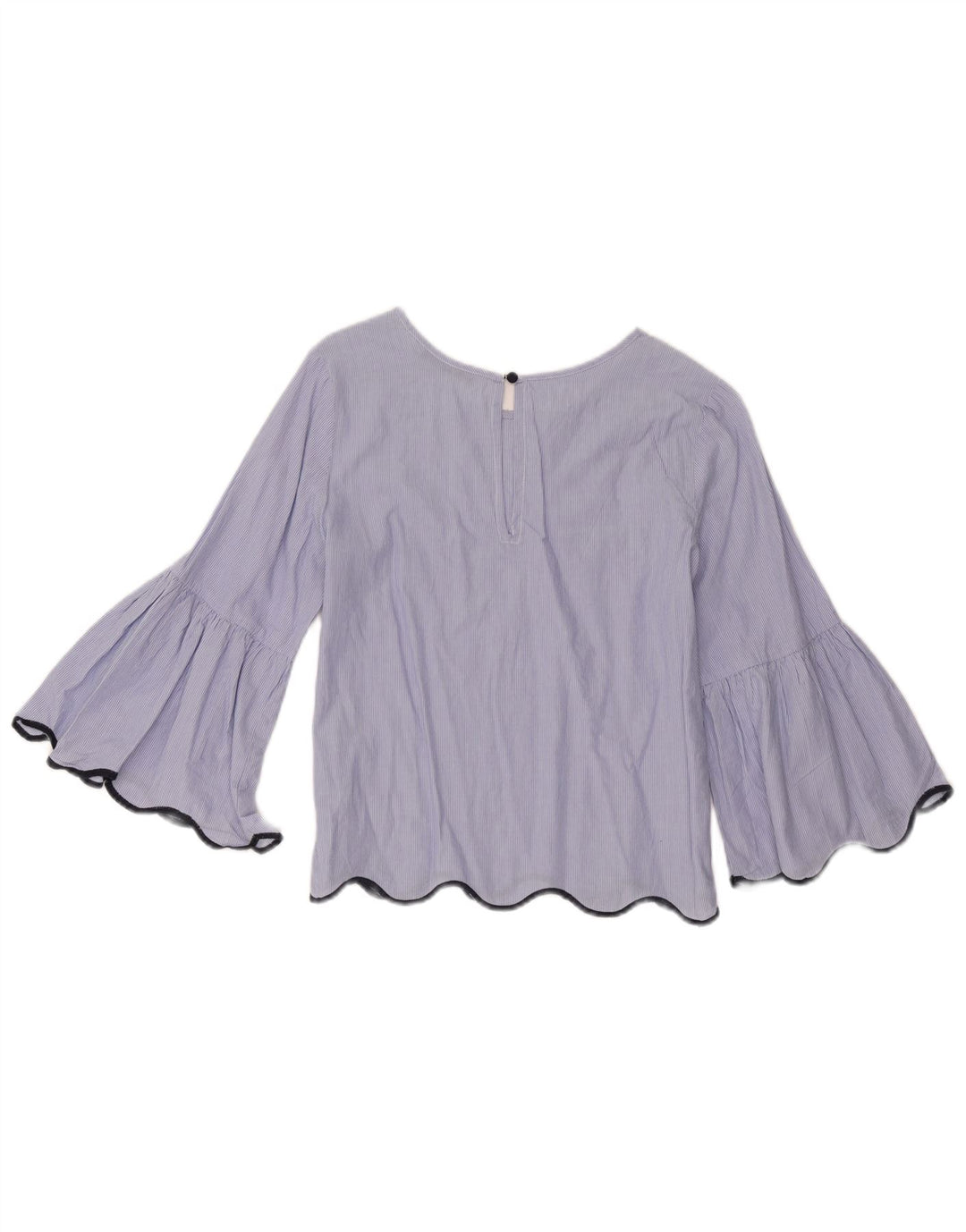 Zara Blusa Corta De Manga 3/4 Para Mujer UK 44 Azul Medio A Rayas