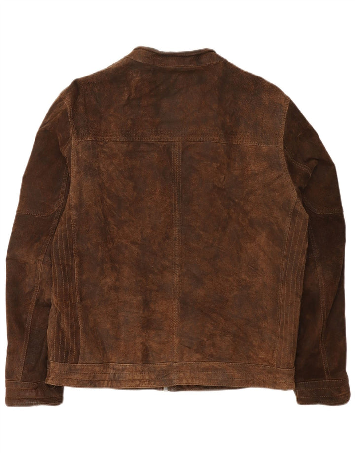 Angelo Litrico Chaqueta de ante para hombre UK 40 Large Cuero marrón