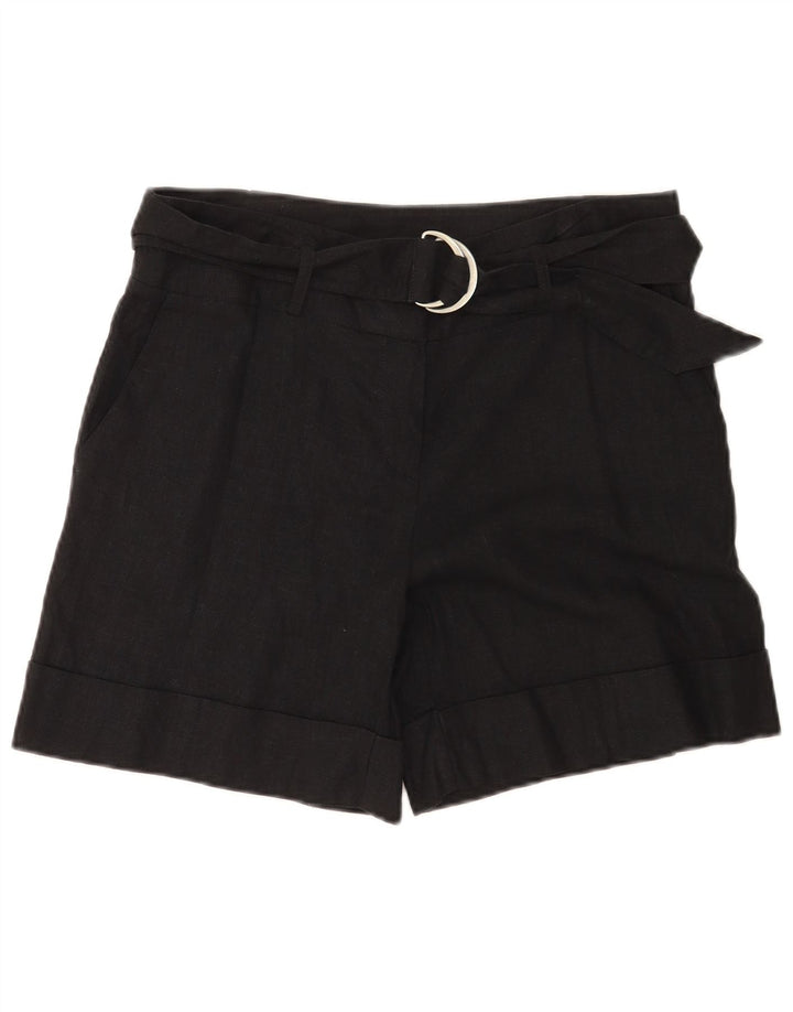 Marks & Spencer Pantalones cortos casuales para mujer UK 12 Medium W32 Lino negro