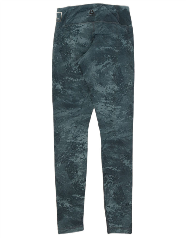 Leggings Reebok Speedwick con estampado abstracto para mujer, talla 4/6, poliéster azul