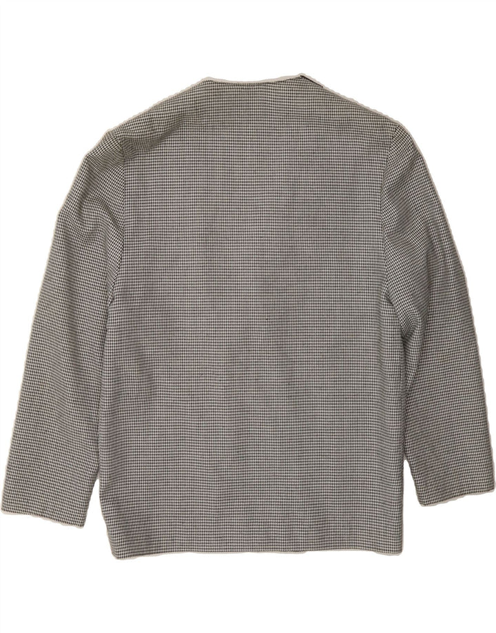 VINTAGE Womens Double Breasted Blazer Jacket UK 14 Large  Grey Houndstooth Vintage Vintage and Second-Hand Vintage from Messina Hembry 