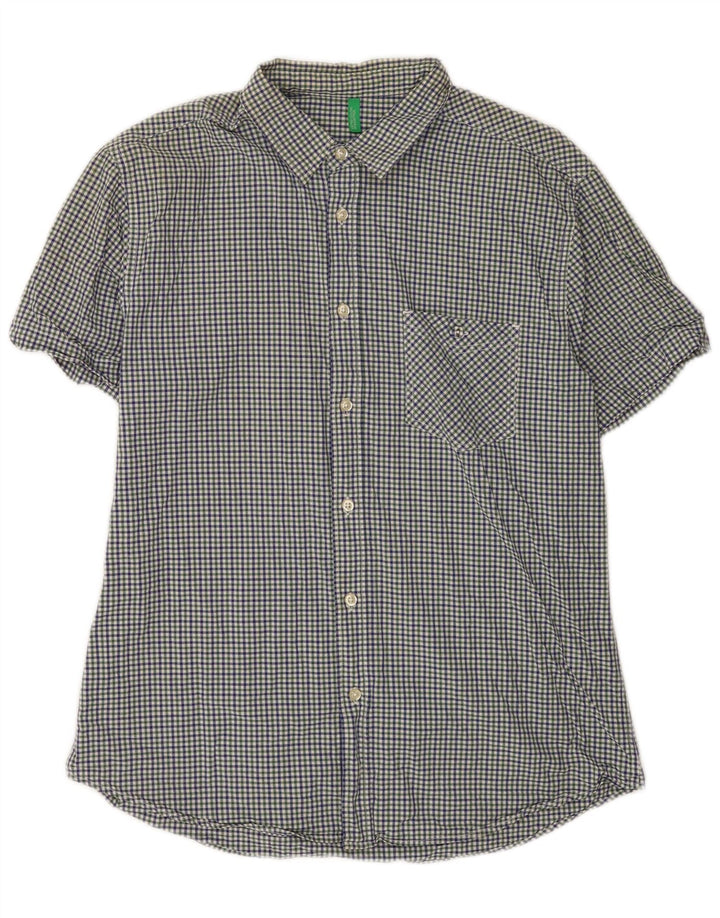 Benetton Camisa Manga Corta Mediana Vichy Multicolor Hombre
