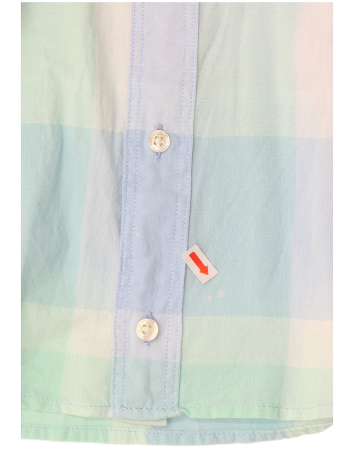 LEE Camisa de manga corta de corte regular para hombre de algodón a cuadros multicolor mediano