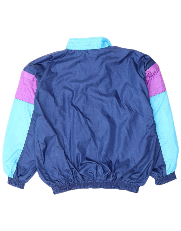 VINTAGE Chaqueta superior de chándal para hombre XL Nylon color block azul