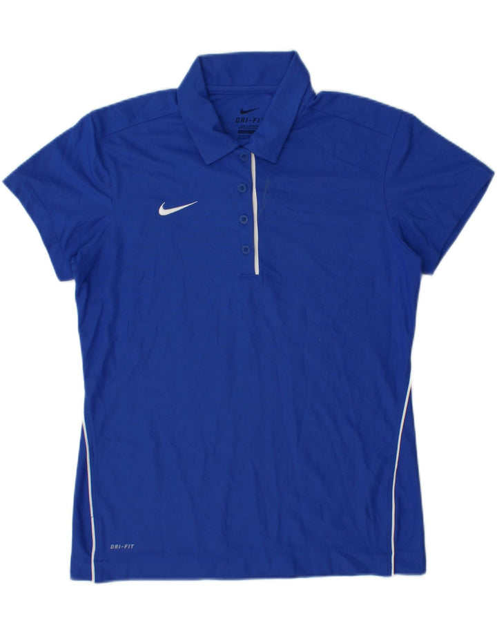 NIKE Womens Dri Fit Polo Shirt UK 14 Medium Blue Polyester Vintage Nike and Second-Hand Nike from Messina Hembry 