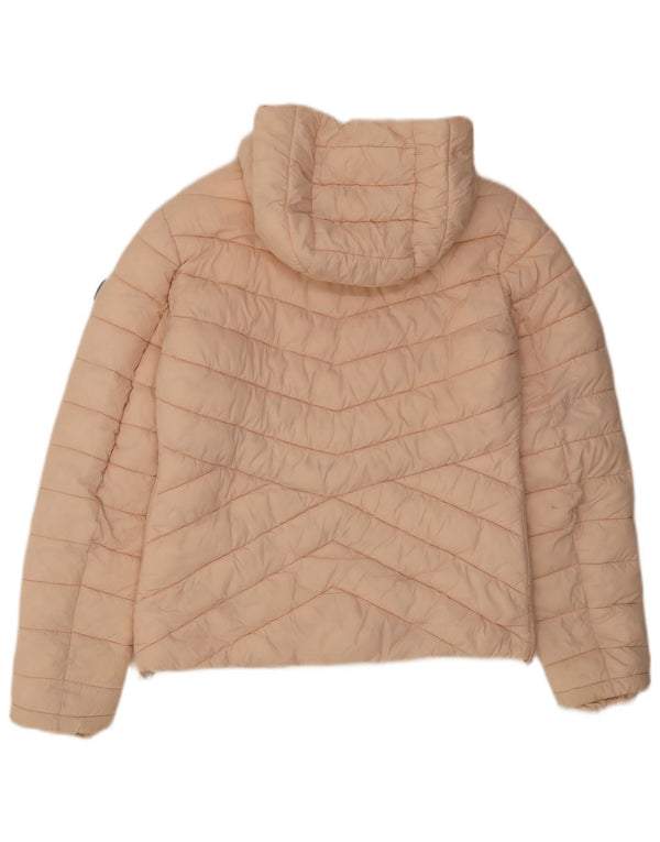 Superdry Mujer Chaqueta Acolchada Con Capucha UK 40 Small Pink Nylon
