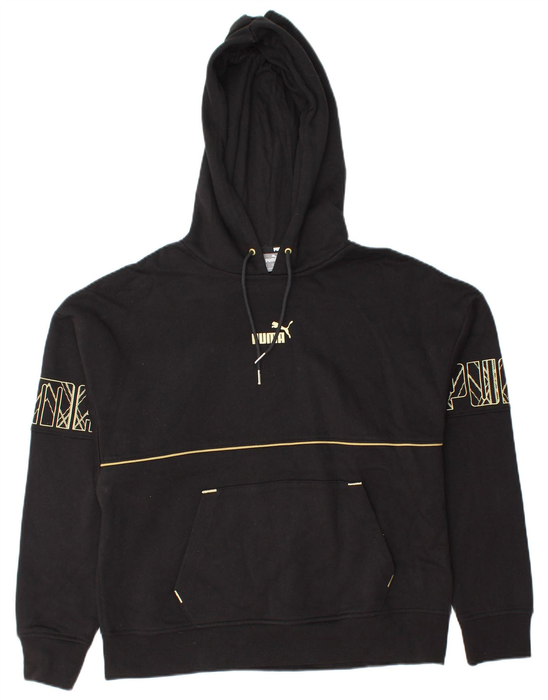 PUMA Jersey con capucha gráfica para mujer UK 14 Medium Black Cotton