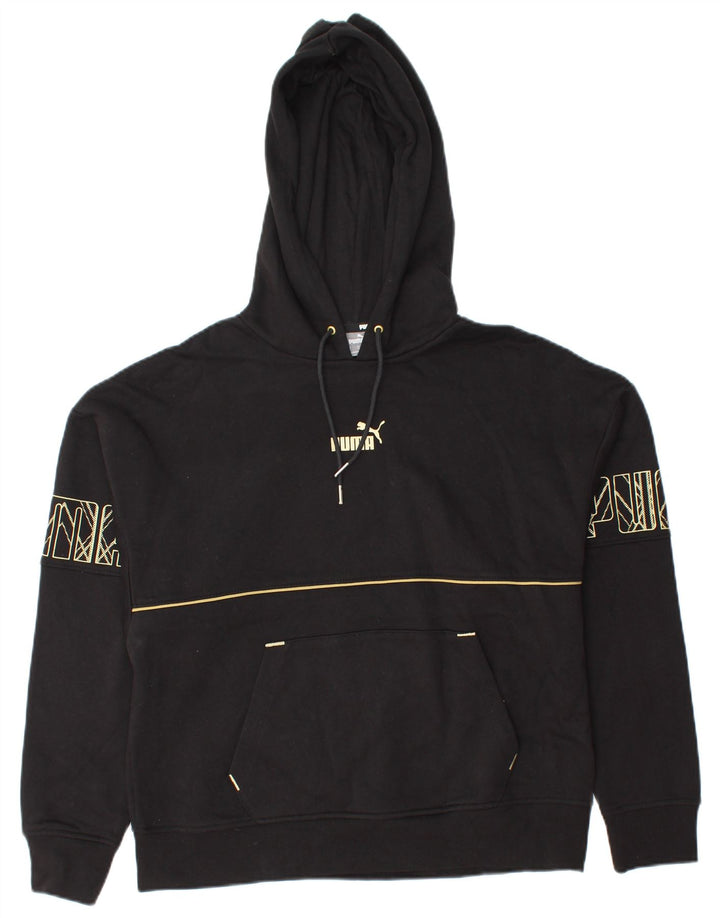 PUMA Jersey con capucha gráfica para mujer UK 14 Medium Black Cotton