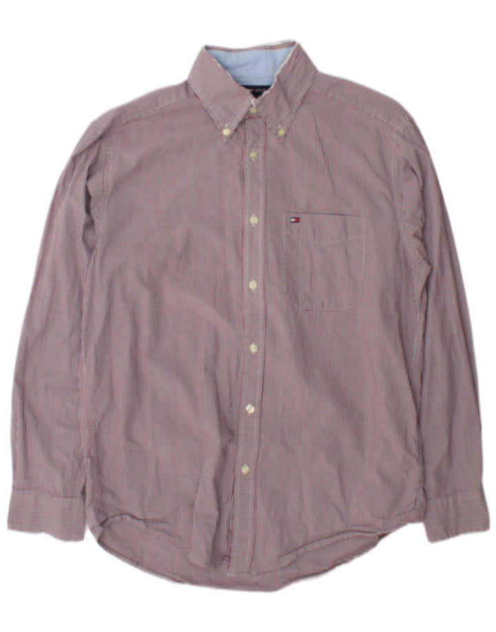 Camisa Tommy Hilfiger para hombre pequeña de algodón a cuadros rojo