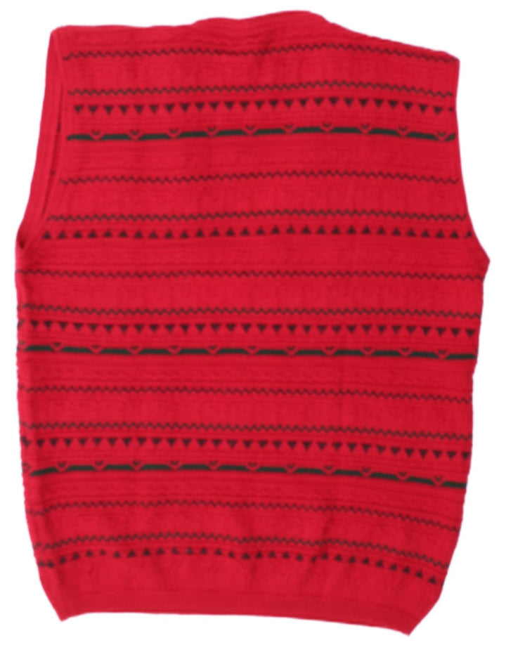 Vintage Hombres Chaleco Tank Top XL Rojo Geométrico