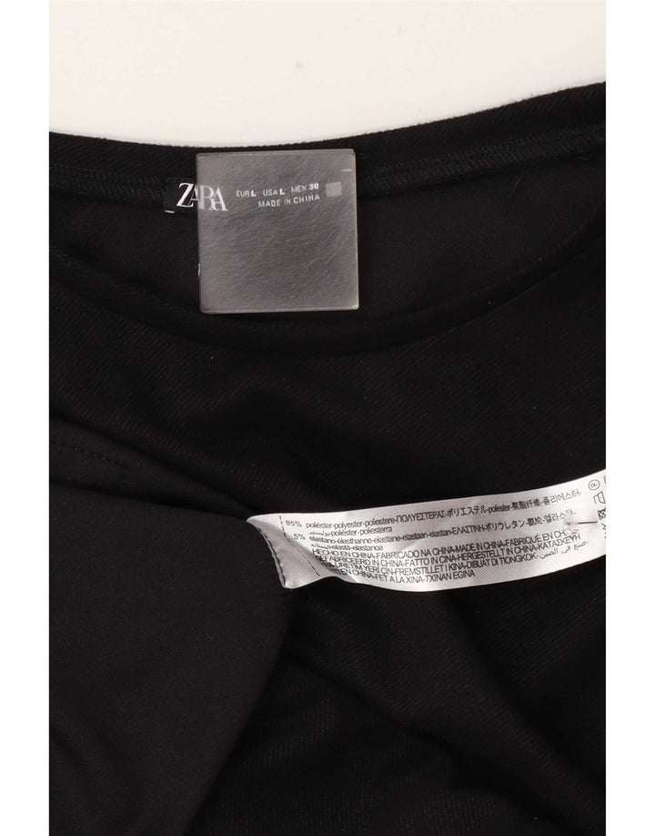 Zara Vestido Camiseta Mujer UK 46 Grande Poliéster Negro