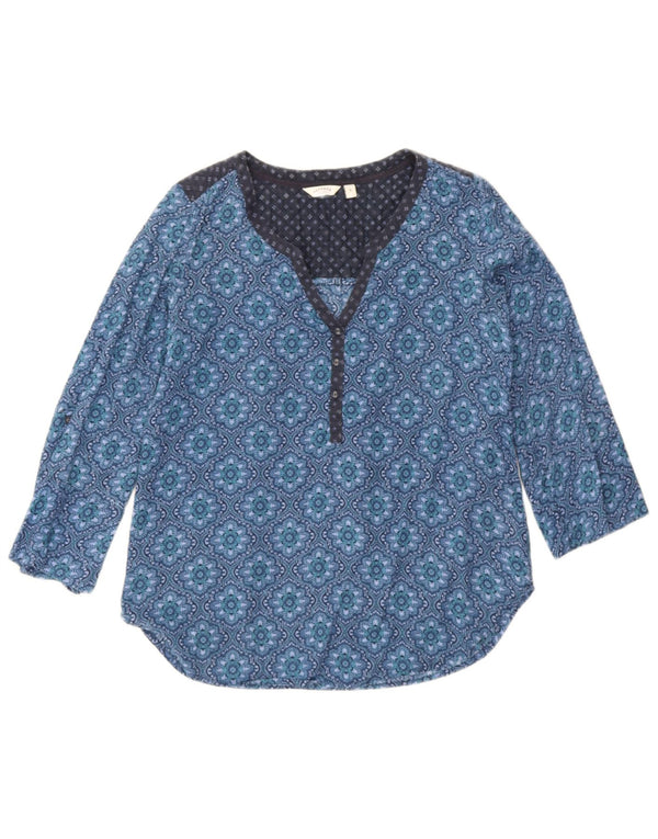 Blusa de manga 3/4 para mujer de Fat Face UK 8 Small Blue Paisley Cotton
