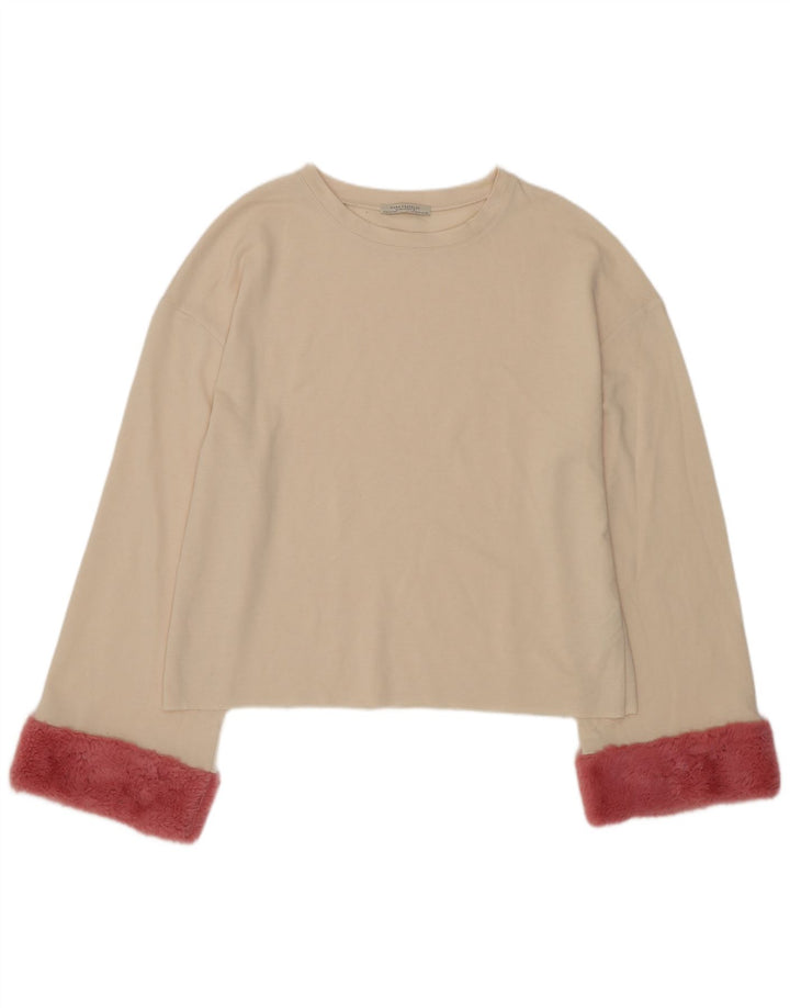 Zara Mujer Top Extragrande Manga Larga UK 40 Small Beige Colorblock
