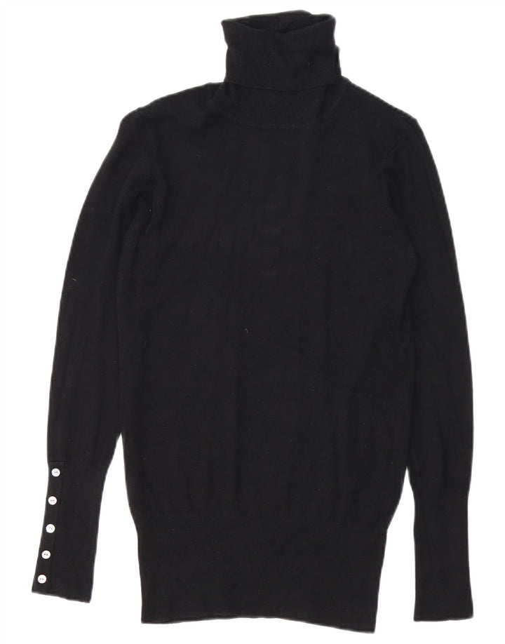 Zara - Jersey con cuello vuelto para mujer, talla 40, tamaño mediano, rayón negro