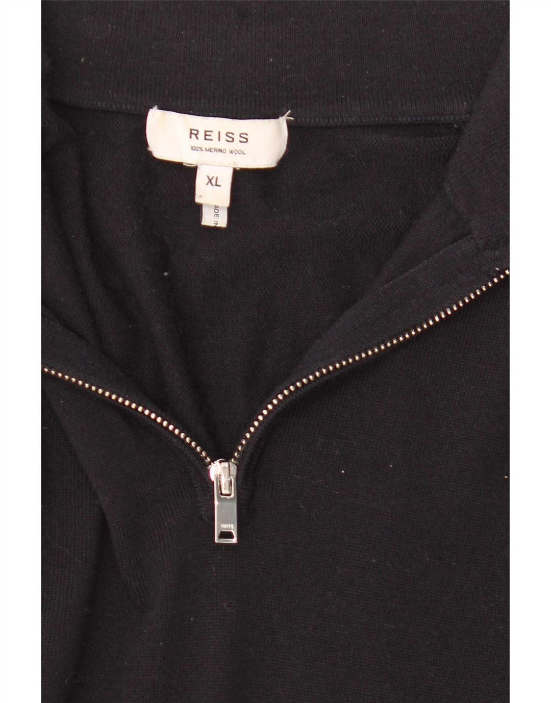 Reiss Jersey con cuello y cremallera para hombre XL Lana negra