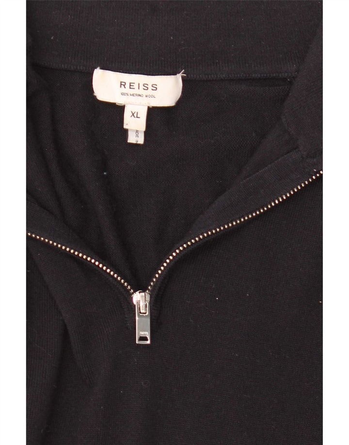 Reiss Jersey con cuello y cremallera para hombre XL Lana negra