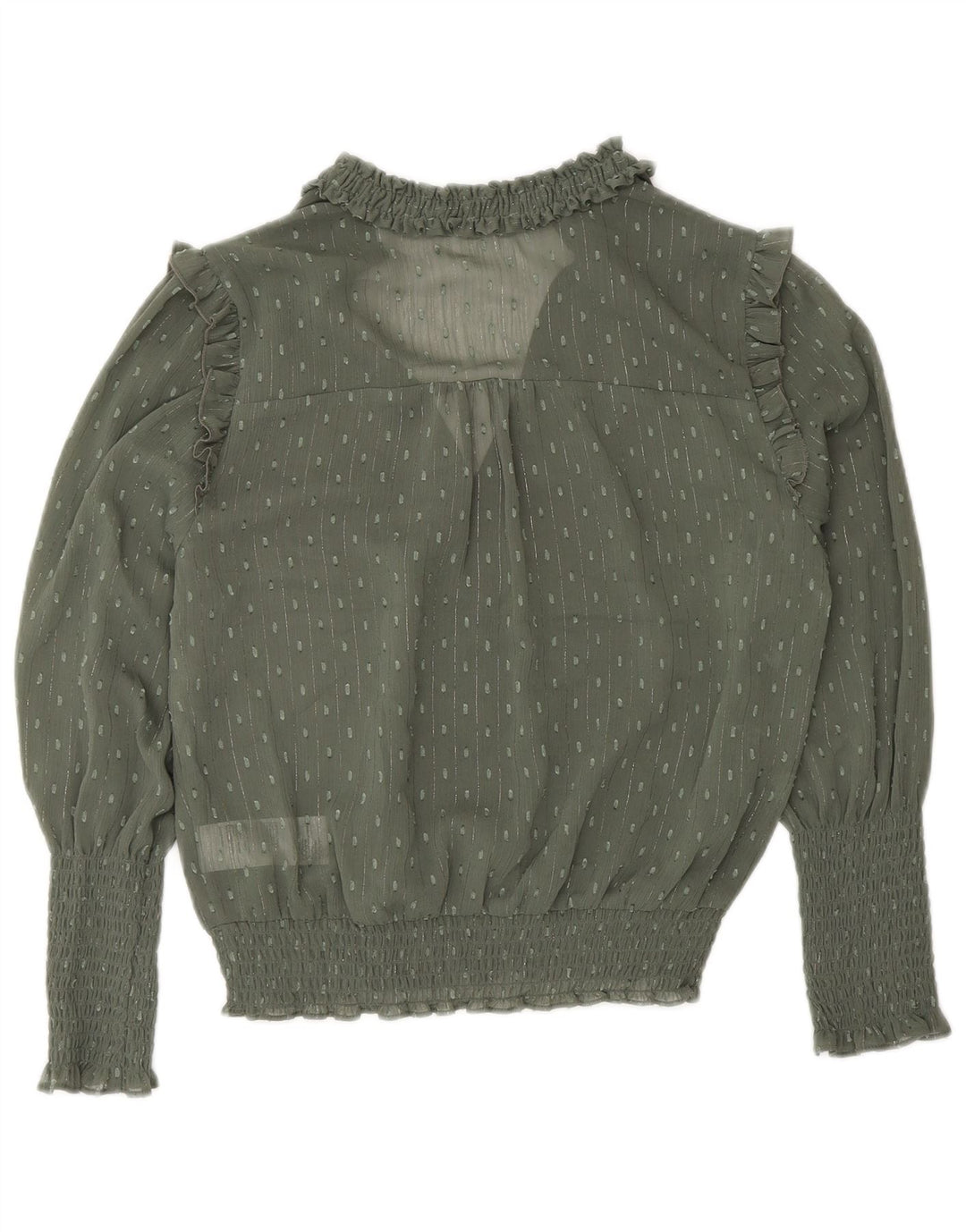 Oasis Blusa de Manga Larga para Mujer Top UK 8 Small Caqui Spotted Poliéster