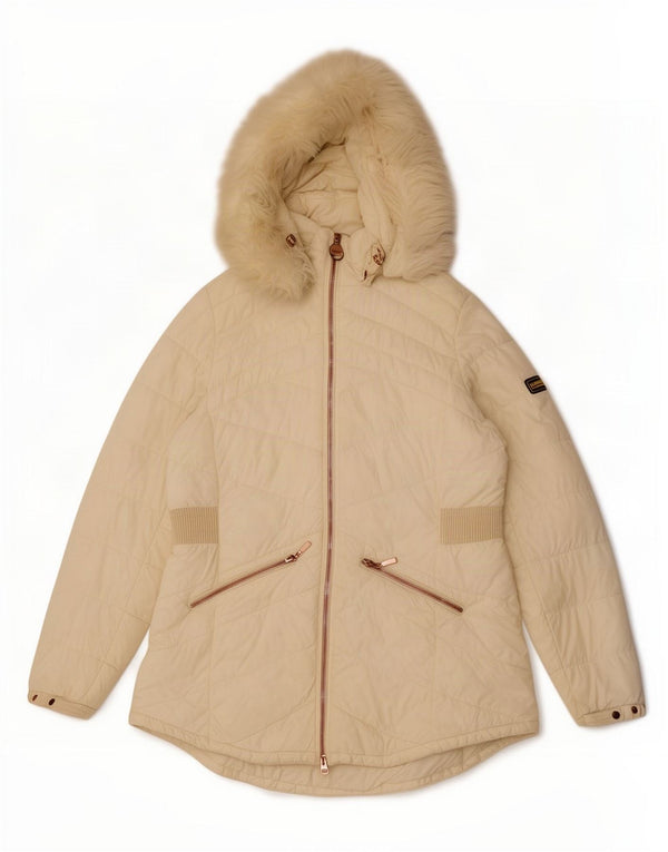 Barbour Chaqueta Acolchada Con Capucha Para Mujer Reino Unido 46 Grande Blanco