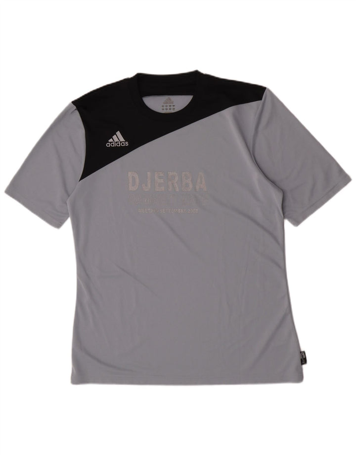 Adidas Hombre Climalite Graphic Camiseta Top Gris Medio Colorblock Poliéster
