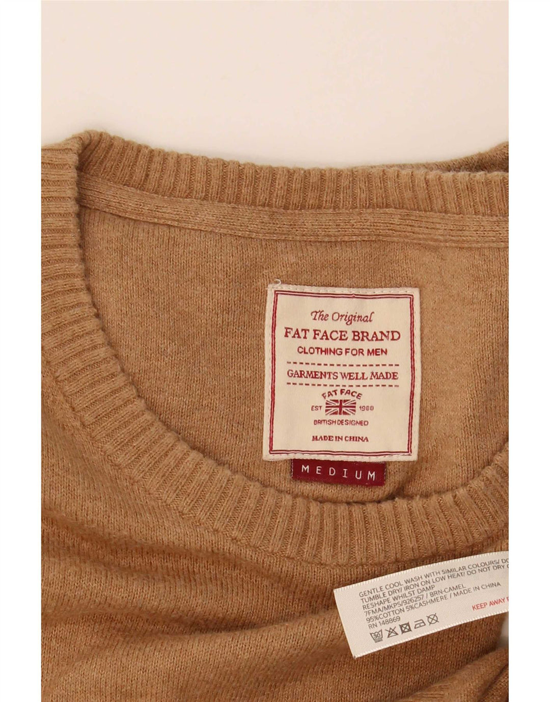 Jersey con cuello barco para hombre de Fat Face Algodón beige medio