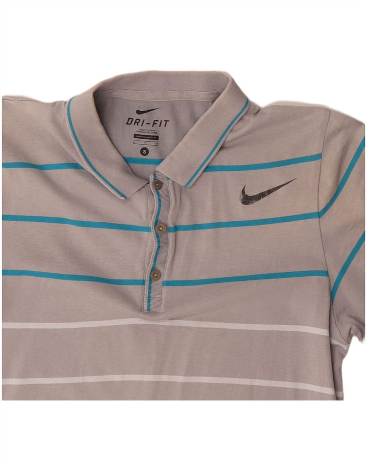 Nike Polo Dri Fit para hombre de algodón a rayas gris pequeño