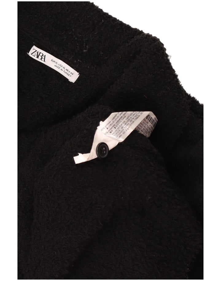 Zara Hombre Jersey Polar Con Cuello Polo XL Poliéster Negro