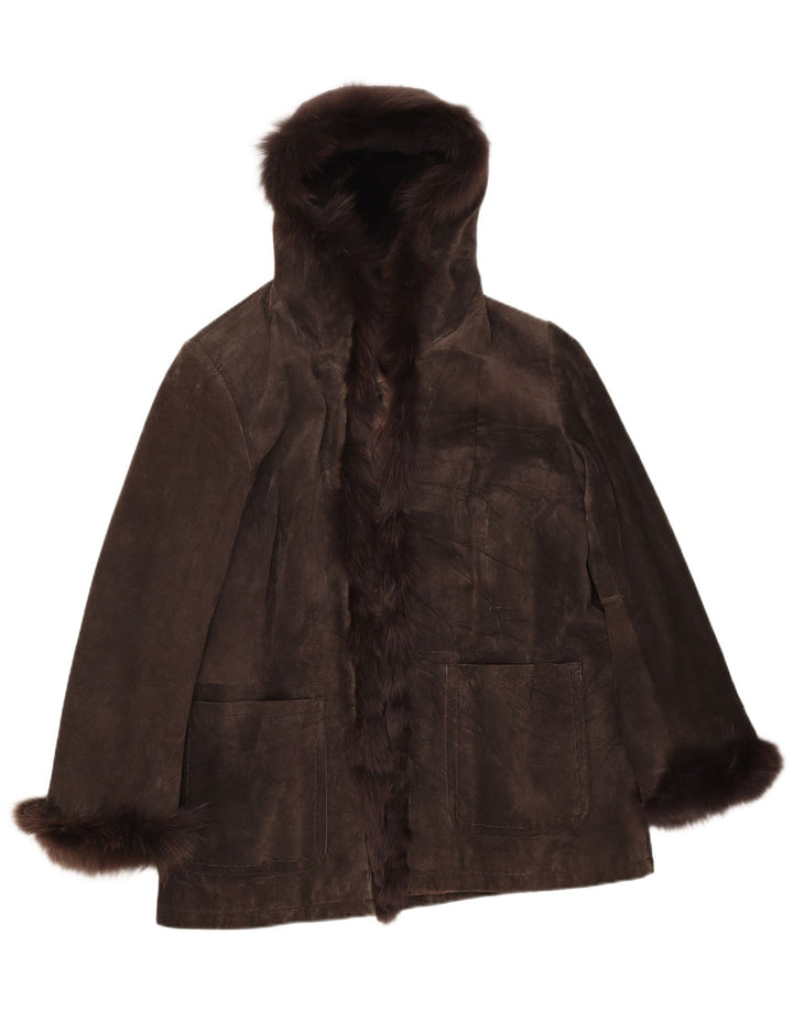 Chaqueta de ante con capucha para mujer Private IT 48 XL Marrón