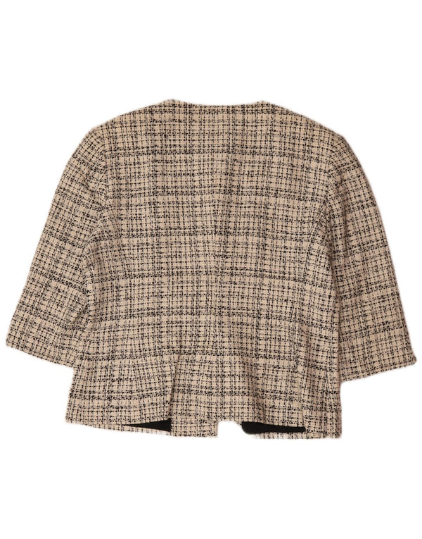 Jaeger Chaqueta Blazer de Manga 3/4 con 4 Botones para Mujer UK 46 Large Beige Check