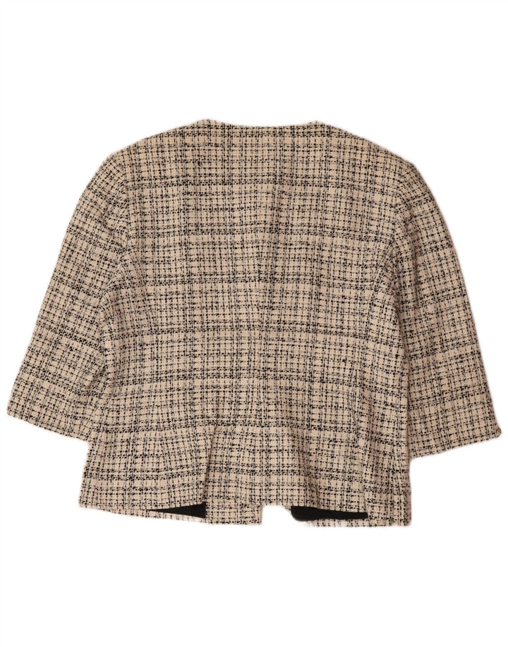 Jaeger Chaqueta Blazer de Manga 3/4 con 4 Botones para Mujer UK 46 Large Beige Check