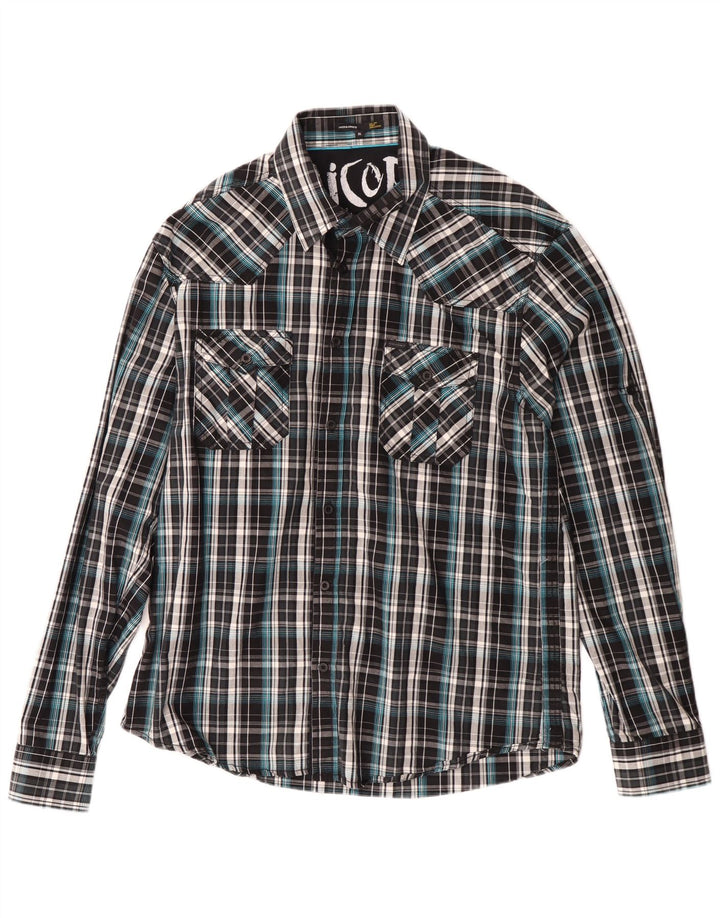 Jack & Jones Camisa Hombre XL Algodón A Cuadros Negro