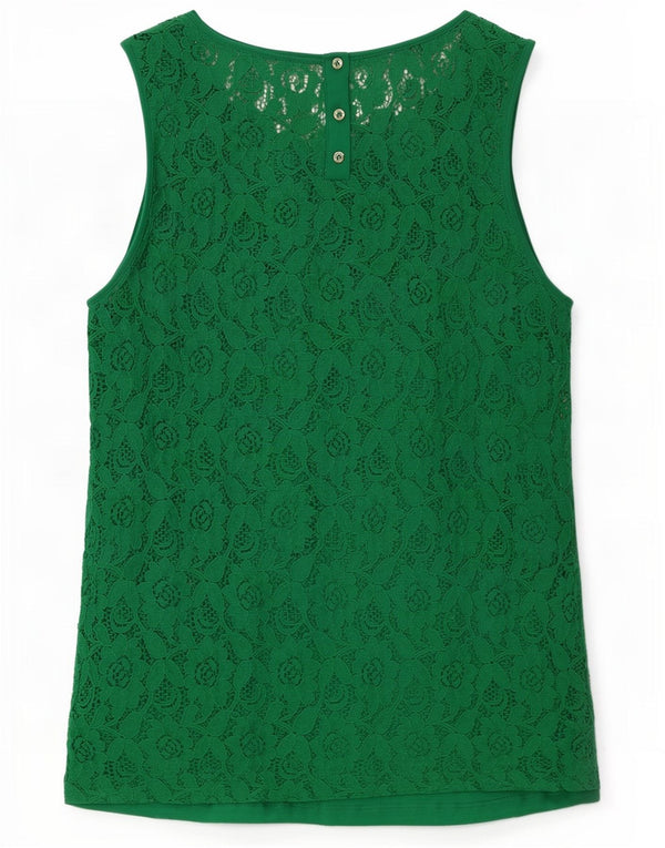 Massimo Dutti Blusa De Encaje Sin Mangas para Mujer Top UK 40 Small Verde Floral