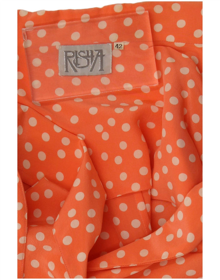 Vintage mujer manga corta Blazer chaqueta IT 42 medio naranja lunares