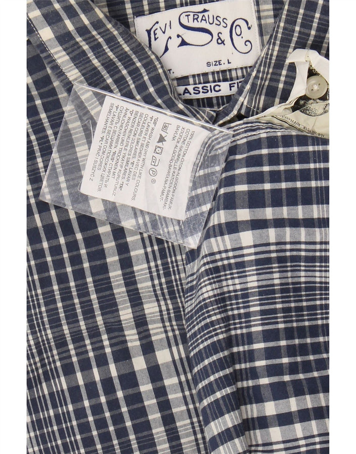 Levi's Camisa de corte clásico de manga corta para hombre de algodón a cuadros azul marino grande