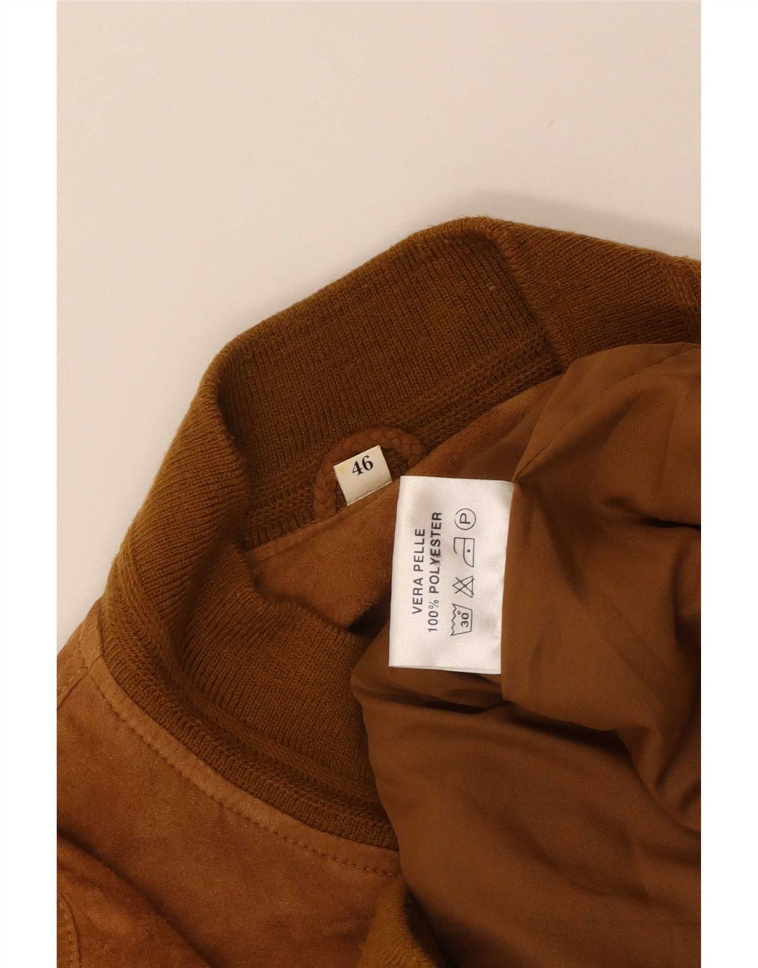 Chaqueta bomber de gamuza vintage para hombre IT 46 Small Brown Leather