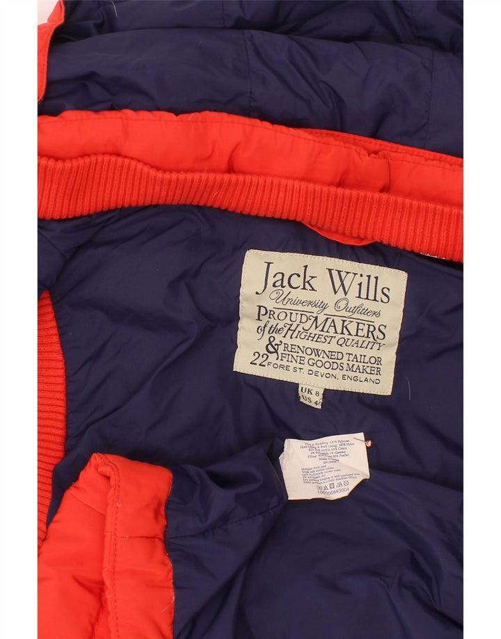 JACK WILLS Chaleco acolchado con capucha para mujer UK 8 Small Red Poliéster