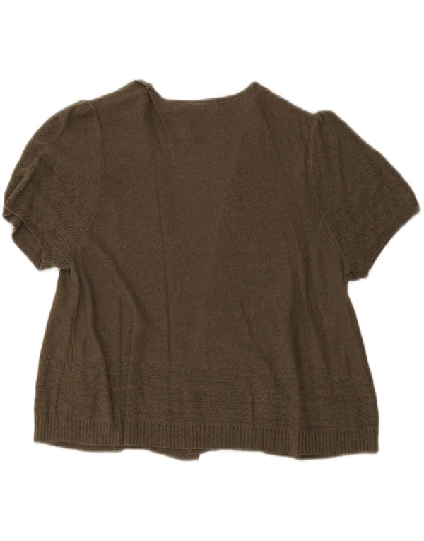 Marks & Spencer Suéter tipo cárdigan de manga corta para mujer UK 44 Medium Khaki